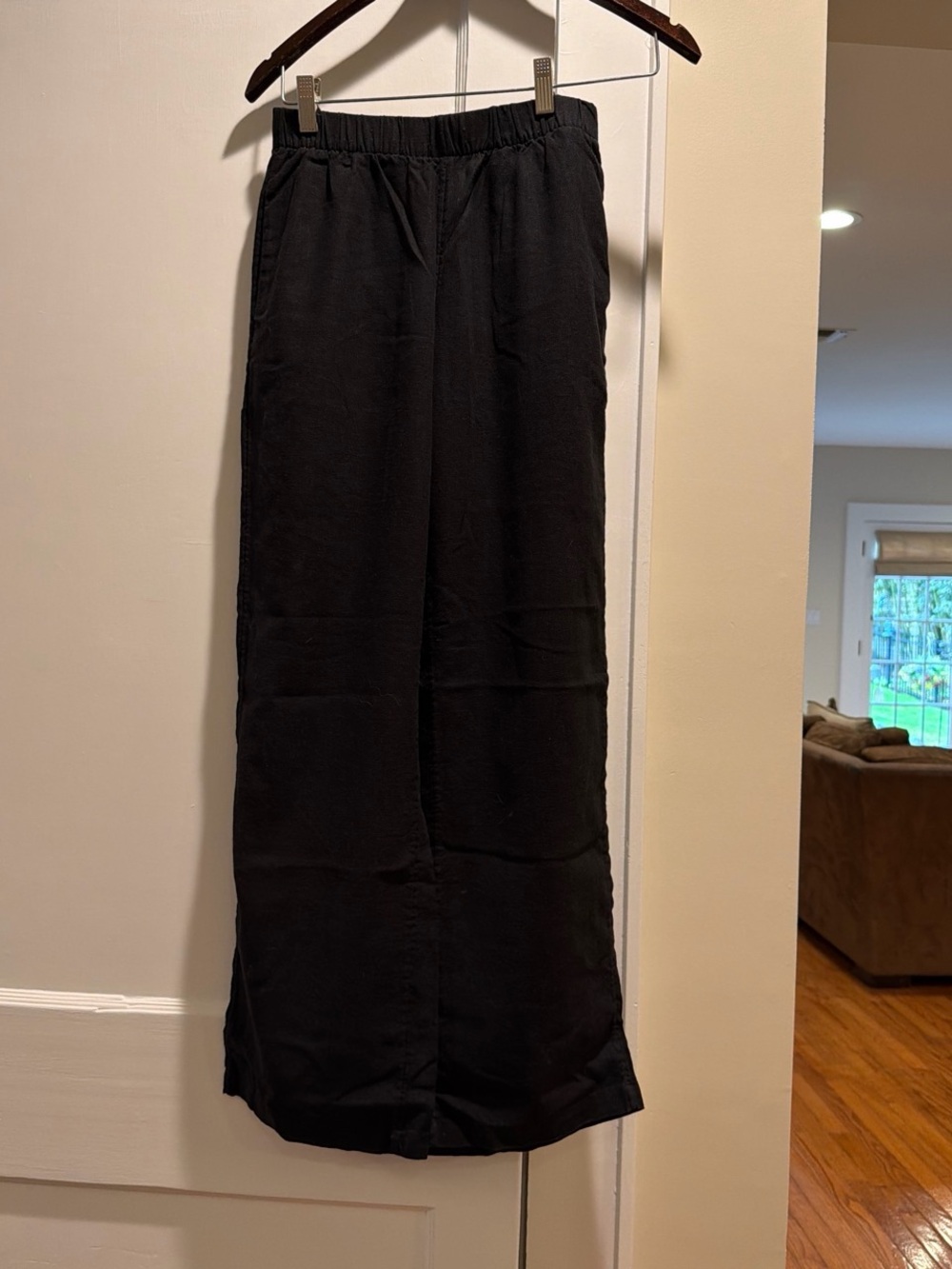 Black Wide Leg Elastic Waist Pants